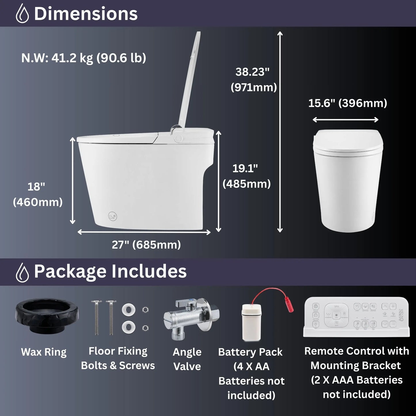 FORNO ACQUA Luxurious Super Smart Toilet. Includes Bidet, Heated Seat, Auto Flush, Auto Lid, Powerful Flush, Ideal for master bathrooms. FORNO ACQUA