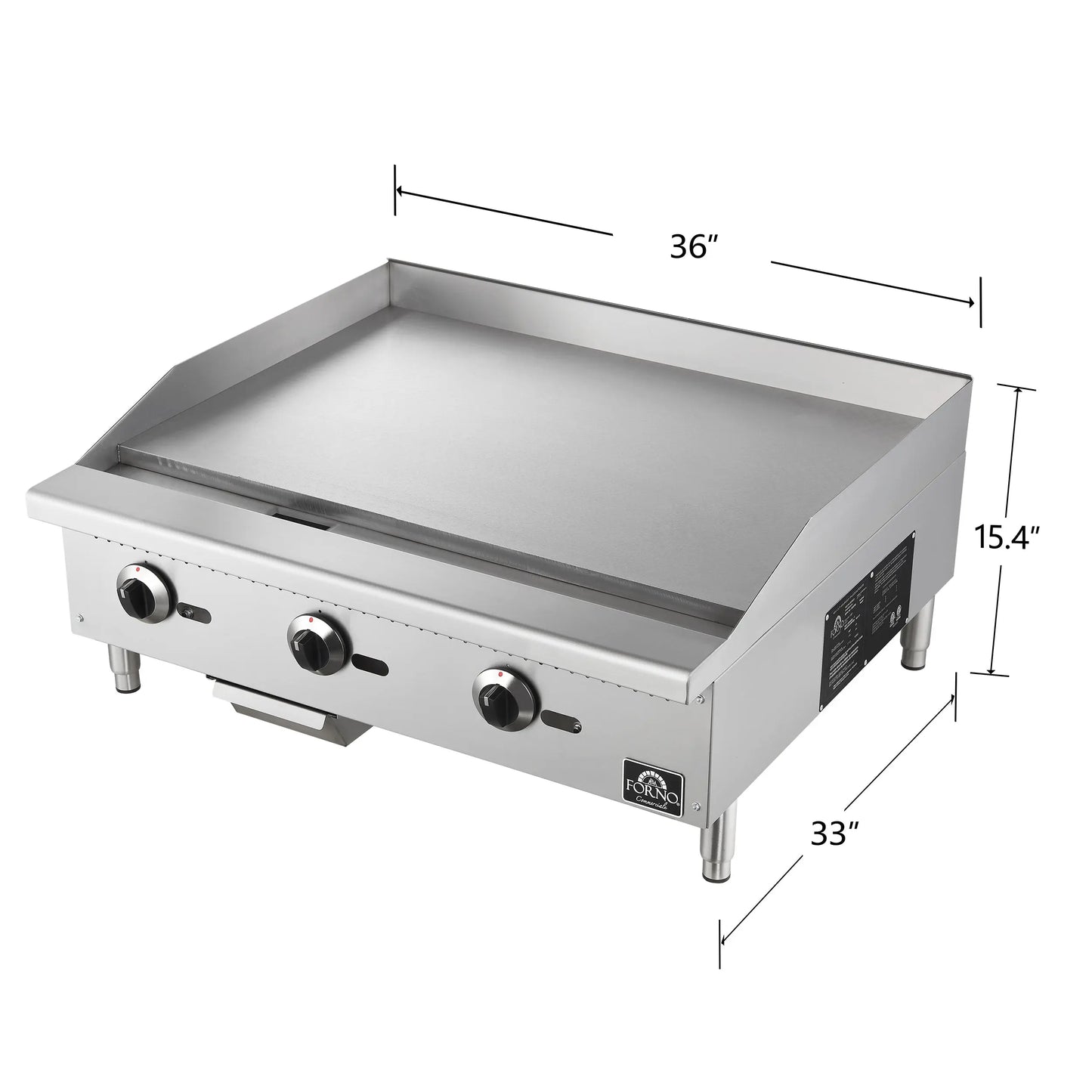Forno Commerciale 36 Inch Gas Griddle, 3 Burners FORNO