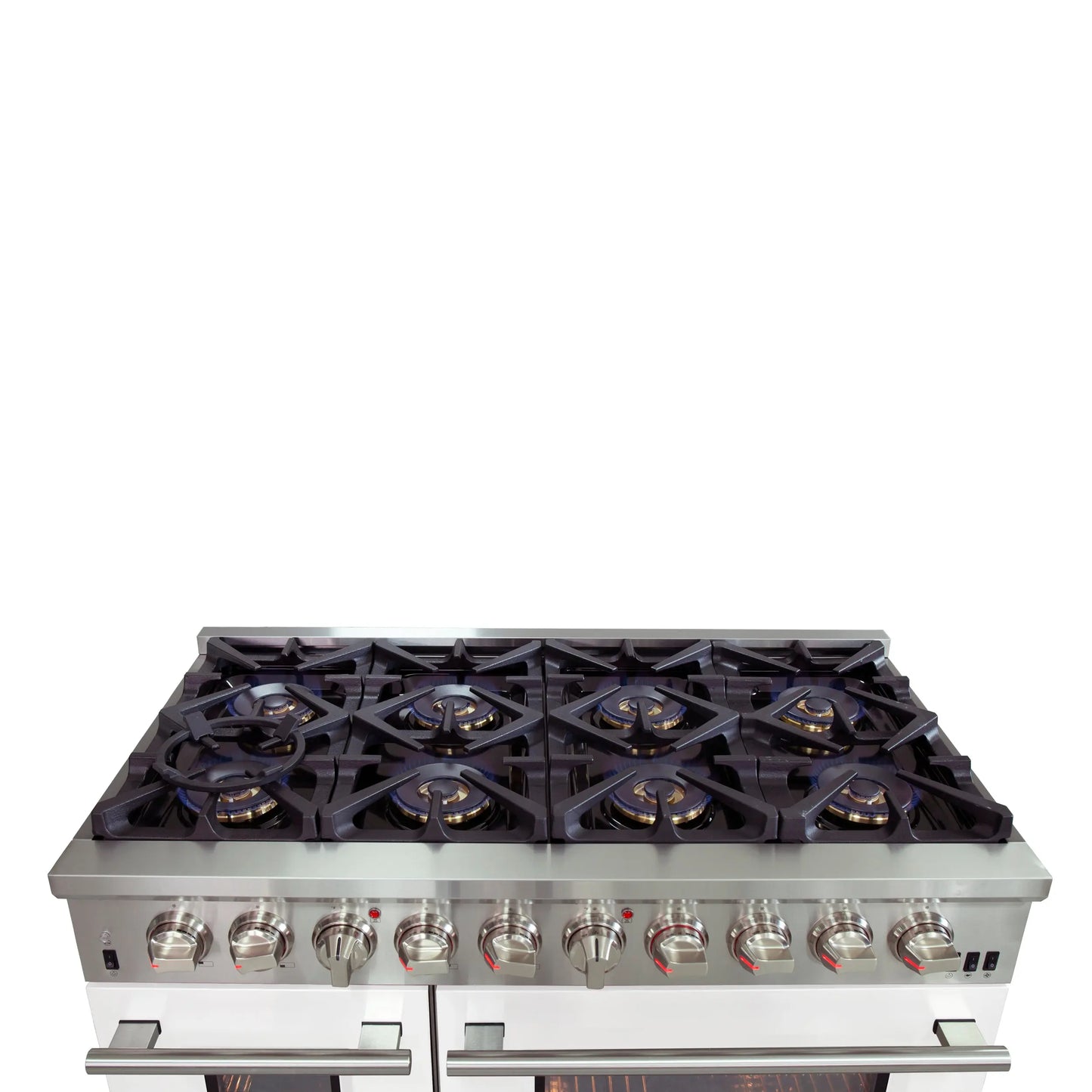 Forno Capriasca 48-Inch Freestanding Dual Fuel Range, 8 Burners, True Convection Oven, White Doors FORNO