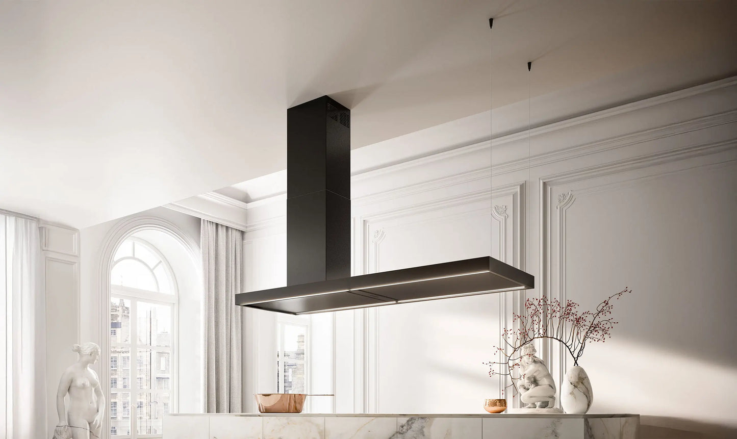 Falmec Elle 70 Inch Matte Black 500 CFM Island Range Hood FDELL70I5SS ITECH APPLIANCES