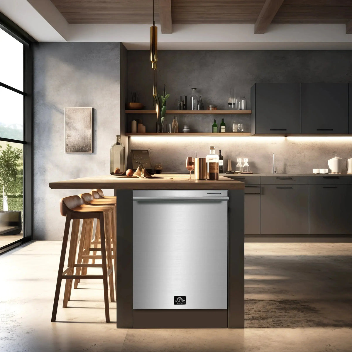FORNO Premium 3-Piece Kitchen Bundle - Galiano 36" Dual Fuel Range, 36" French Door Refrigerator, 24" Built-In Dishwasher - FBDL-004-02CAUS FORNO