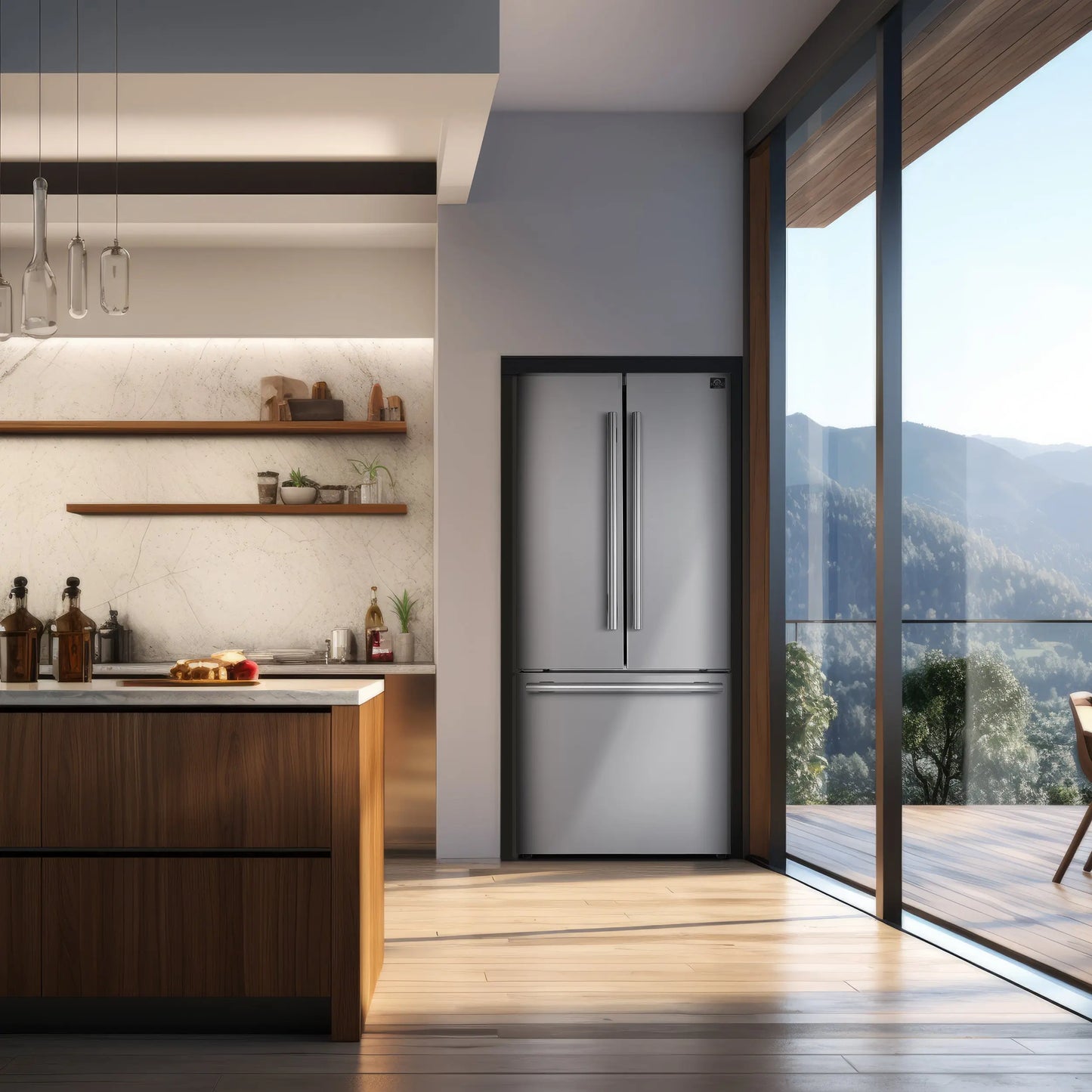 Forno Gallipoli 30-Inch French Door Refrigerator with Bottom Freezer, 17.5 cu.ft Capacity, Stainless Steel, No Frost Technology FORNO
