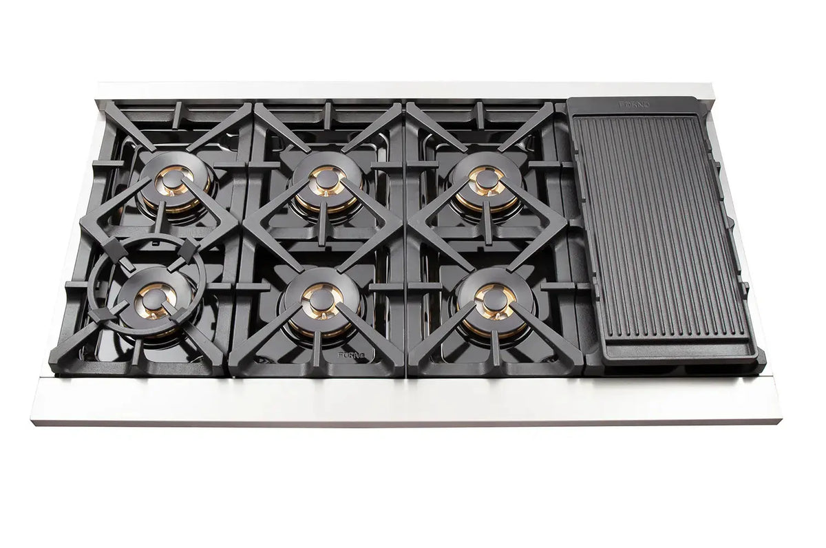 FORNO Premium 2-Piece Kitchen Bundle - Capriasca 48" Stainless Steel Range, Forno Maderno 2-28 " Wide Units with Decorative Trim - FBDL-019-06CAUS Forno vendors US
