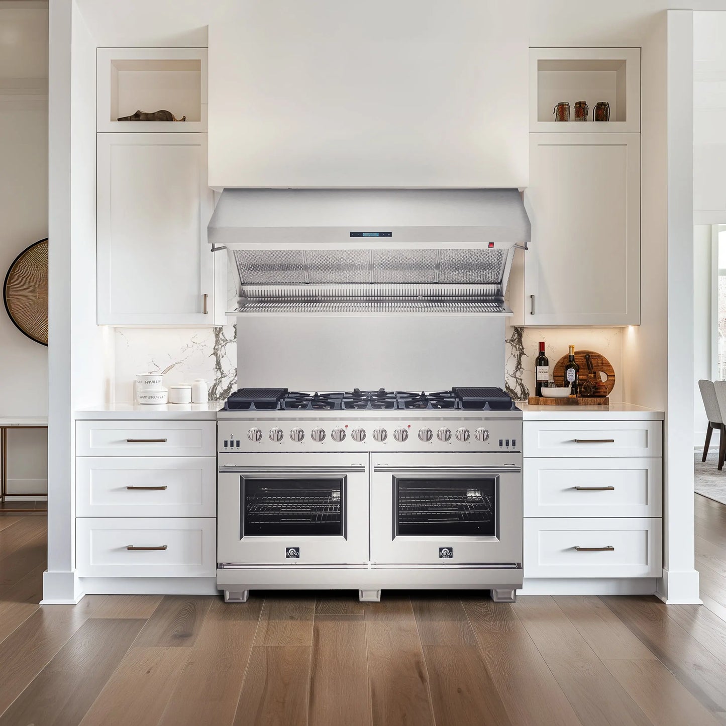 Forno Savona 60-Inch Wall Mount Range Hood, Hybrid Filters, Backsplash Included FORNO