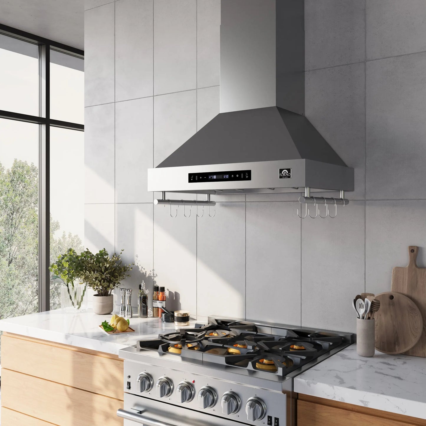 Forno Venezia 30 Inch Wall-Mounted Range Hood with Touch Controls and Baffle Filters FORNO