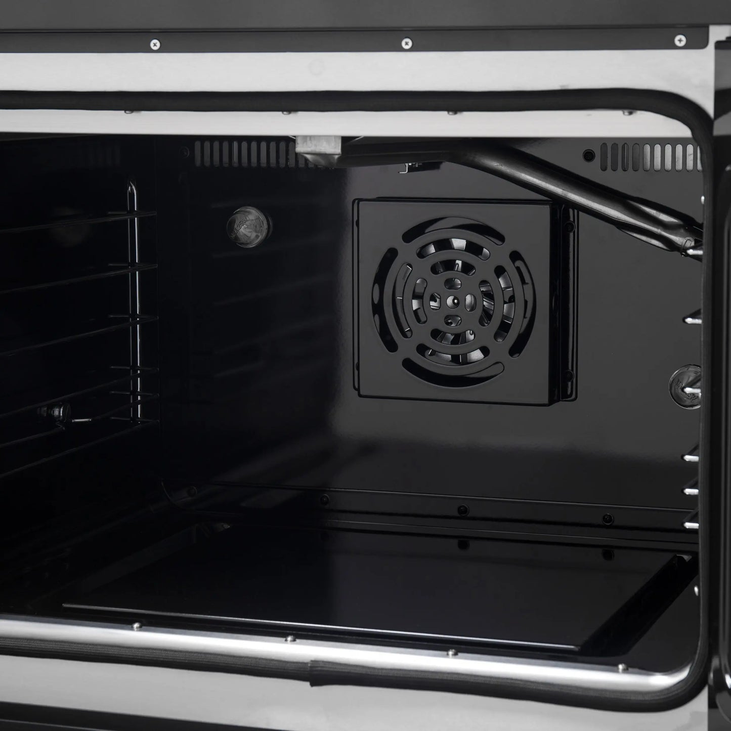 Forno Galiano 30-inch French Door Gas Range Black and Antique Brass Design, 5 Sealed Burners 68,000 BTU, 4.32 cu.ft. Convection Oven FORNO