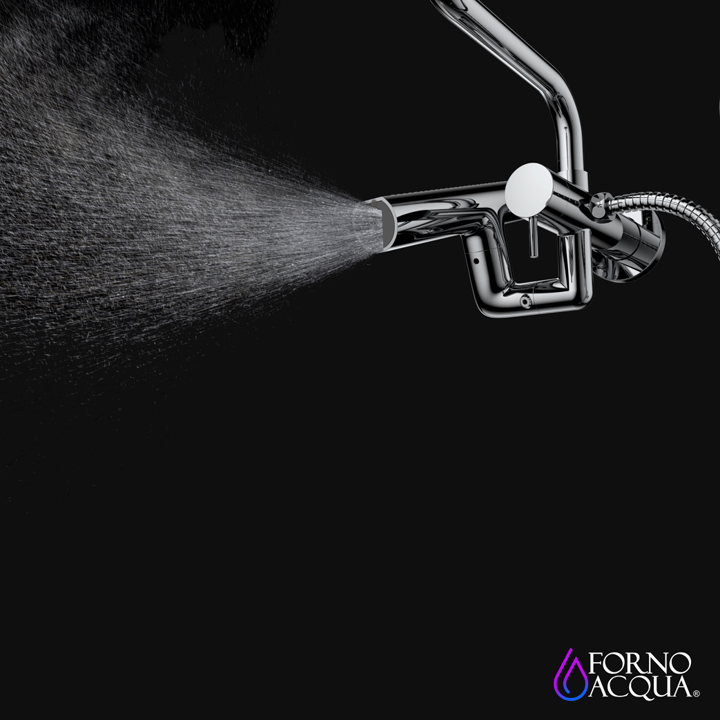 Forno Acqua AcquaFALL Mini 8 Inch Shower Head, Matte Black Finish, Overhead Rainfall Shower, Handheld Shower Head, Body Jets, 2.5 GPM Flow Rate FORNO ACQUA