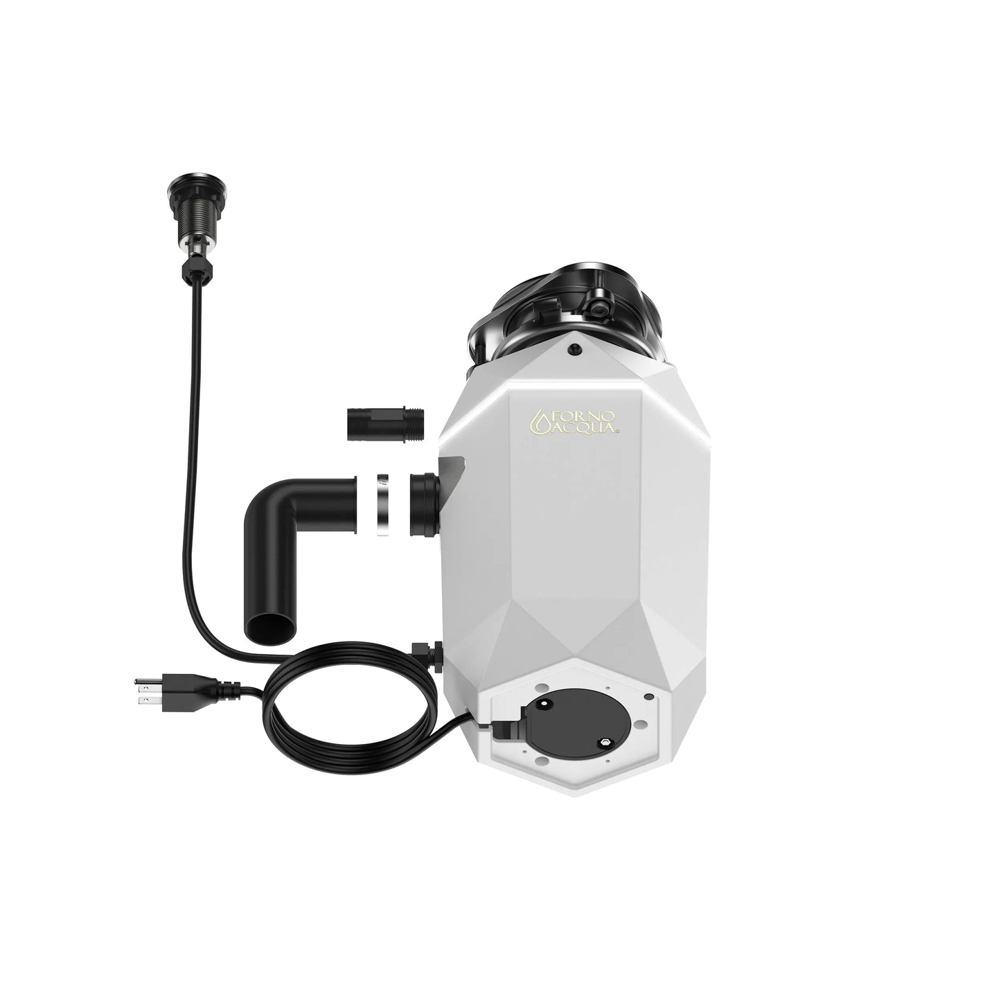 FORNO ACQUA BrightDIAMOND Moonstone 1HP Super Quiet Garbage Disposal Corded with Motion Sensor Cabinet Light & Pre-Wired Air Switch FORNO ACQUA