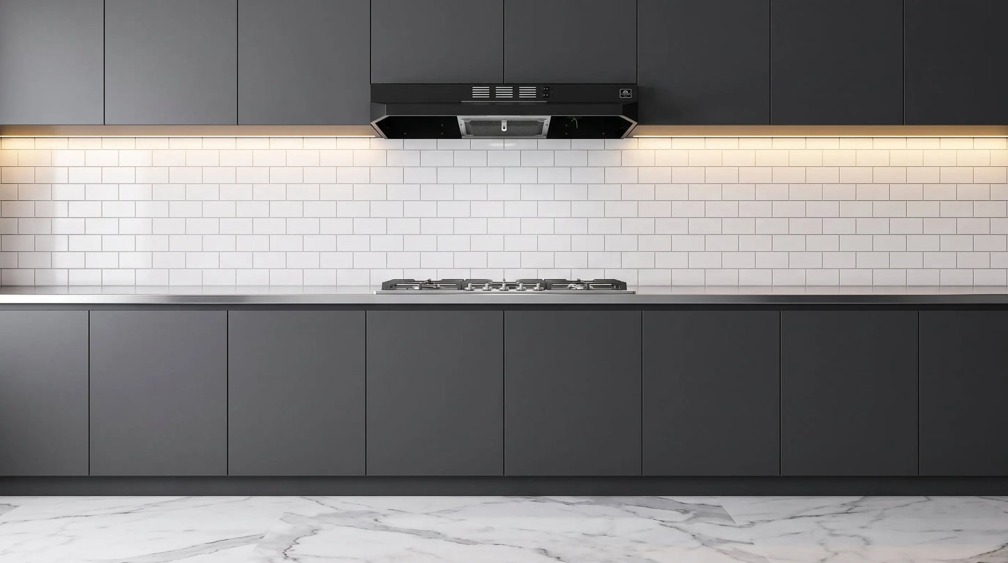 Forno Cappa 30-Inch Under Cabinet Range Hood, Black, 200 CFM, Convertible, LED Lighting FORNO