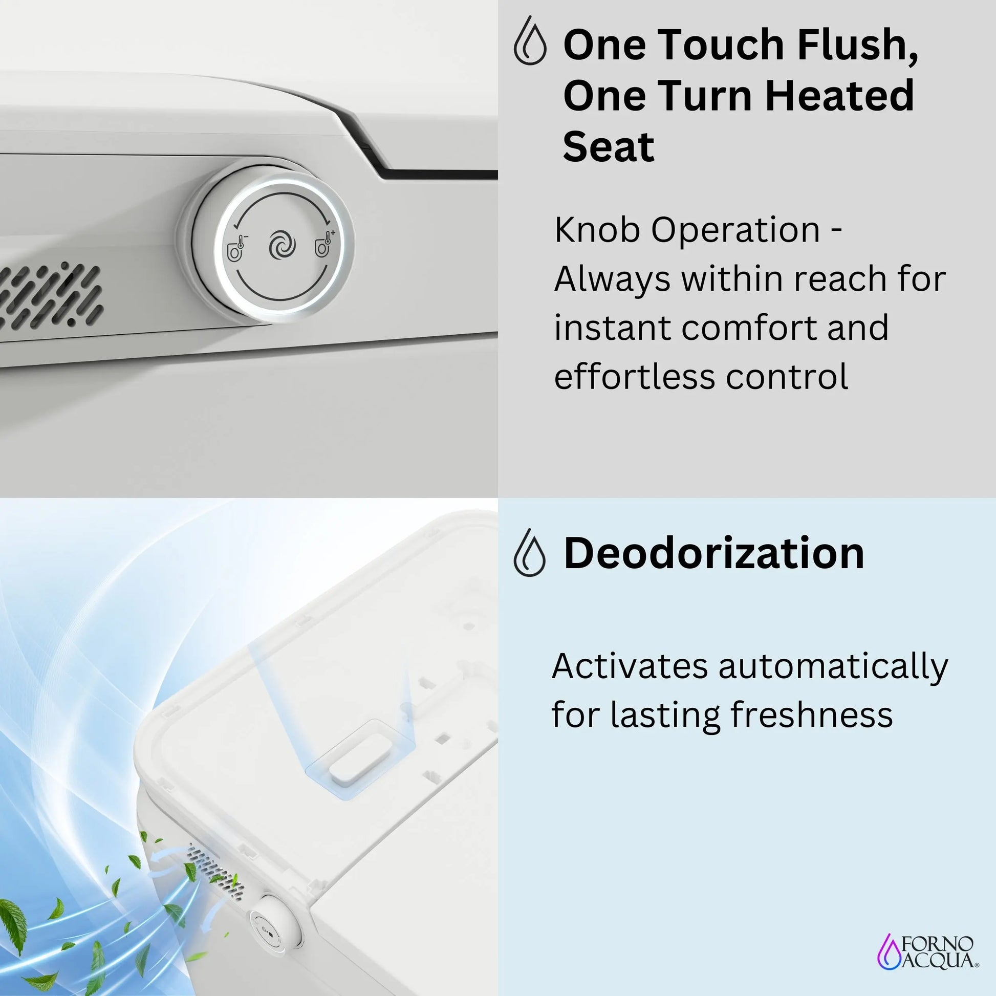 FORNO ACQUA Luxurious Smart Toilet. Includes Heated Seat, Auto Flush, Auto Lid, Powerful Flush, Ideal for Powder Rooms. FORNO ACQUA