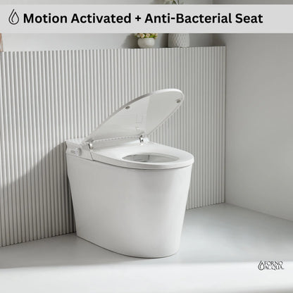 FORNO ACQUA Luxurious Smart Toilet. Includes Auto Flush, Auto Lid, Powerful Flush, sleek tankless design Ideal for Powder Rooms. FORNO ACQUA