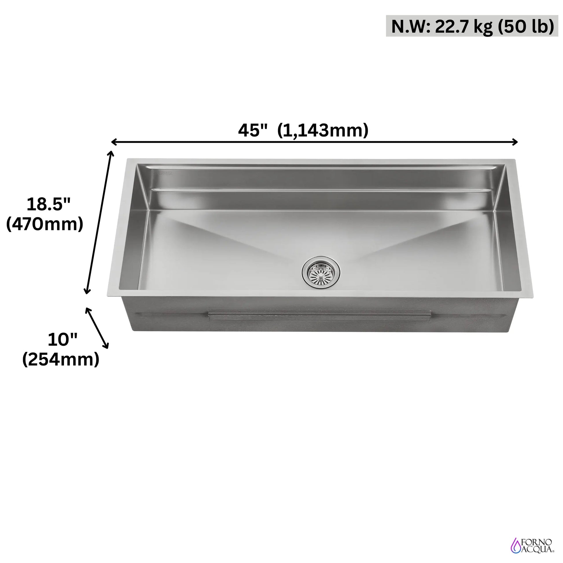 FORNO ACQUA 45 in. Undermount 3-Level Workstation MultiSINK with Custom-Fit Accessories FORNO ACQUA