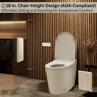 FORNO ACQUA Luxurious Super Smart Toilet. Includes Bidet, Heated Seat, Auto Flush, Auto Lid, Powerful Flush, Ideal for master bathrooms. FORNO ACQUA