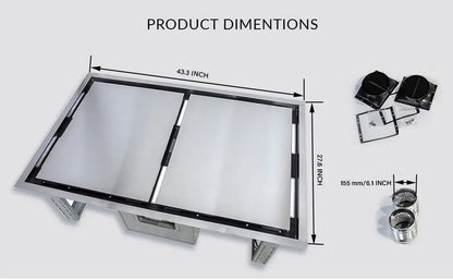 FORNO Arezzo 44-Inch Recessed Ceiling Range Hood, Dual Motors, 1200 CFM, Hybrid Filters, Remote Control FORNO