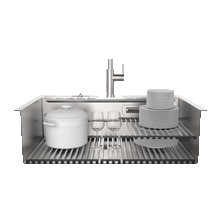 FORNO ACQUA 33 in. Drop-In/Undermount 3-Level MultiSINK Workstation Sink with Waterfall Faucet & Glass Rinser FORNO
