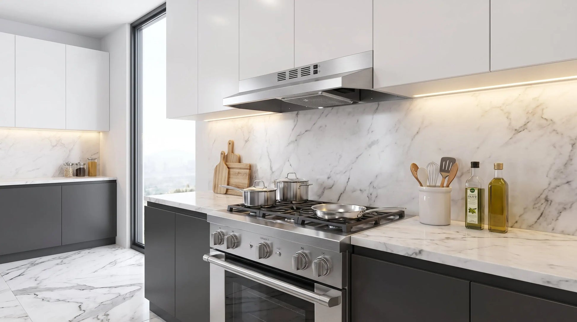 Forno Cappa 30-Inch Under Cabinet Range Hood, Stainless Steel, 200 CFM, Convertible, LED Lighting FORNO