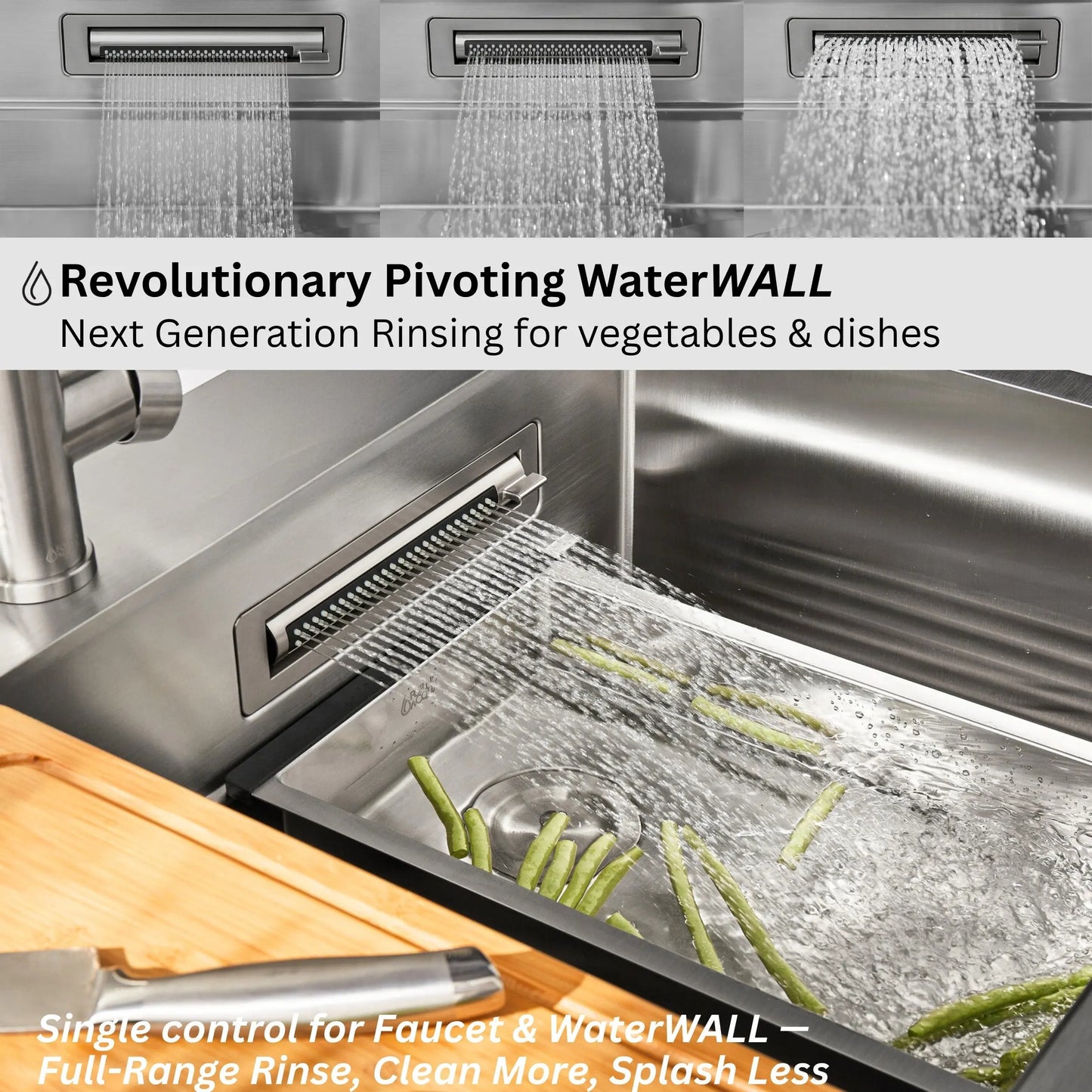 FORNO ACQUA 33 in. Drop-In/Undermount 40/60 Double Bowl Sink with Retractable Faucet & Waterfall FORNO ACQUA