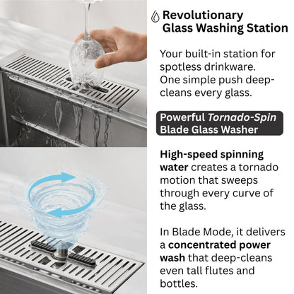 FORNO ACQUA 45 in. Drop-In/Undermount 3-Level Workstation Sink with Two Faucets & Glass Rinser FORNO ACQUA
