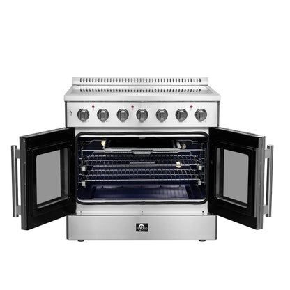 Forno Galiano 36-Inch Freestanding French Door Electric Range, True Convection, Energy Efficient FORNO