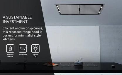 FORNO Arezzo 44-Inch Recessed Ceiling Range Hood, Dual Motors, 1200 CFM, Hybrid Filters, Remote Control FORNO