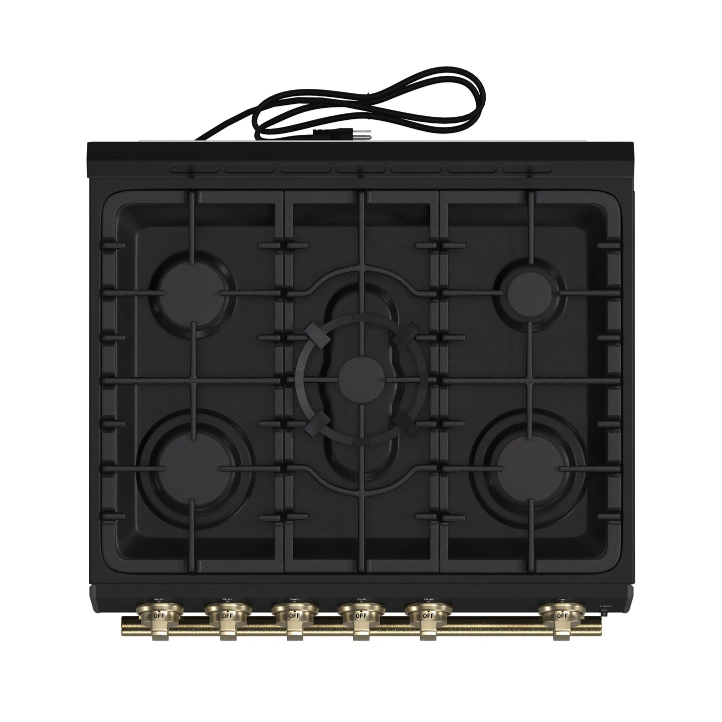 Forno Leonardo Espresso 30-Inch Black Gas Range, 5 Burners, 39,500 BTU, 5 cu.ft Convection Oven FORNO
