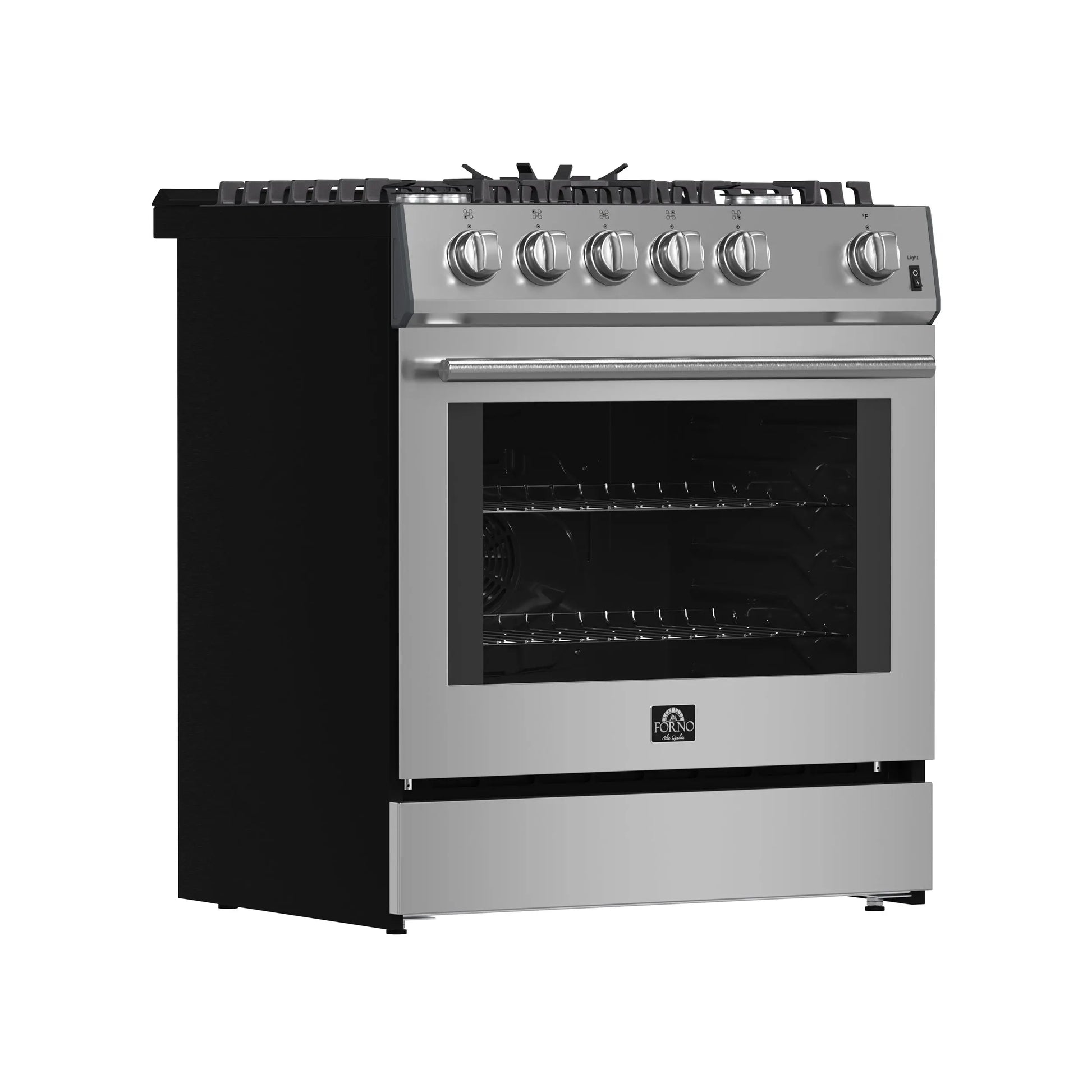 Forno Leonardo 30-Inch Stainless Steel Gas Range, 5 Sealed Burners (Totaling 39,500 BTU), 5 cu.ft. Convection Oven FORNO