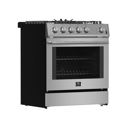Forno Leonardo 30-Inch Stainless Steel Gas Range, 5 Sealed Burners (Totaling 39,500 BTU), 5 cu.ft. Convection Oven FORNO