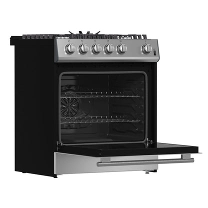 Forno Leonardo 30-Inch Stainless Steel Gas Range, 5 Sealed Burners (Totaling 39,500 BTU), 5 cu.ft. Convection Oven FORNO