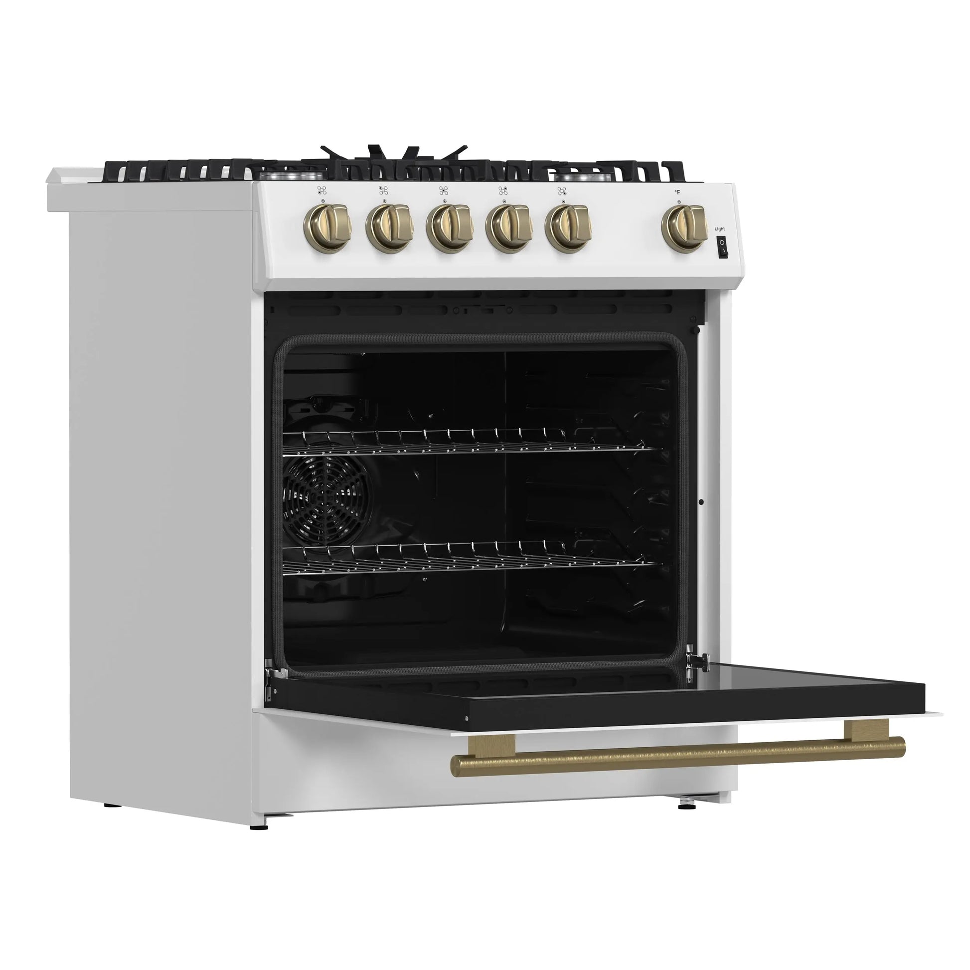 Forno Leonardo Espresso 30-Inch White Gas Range, 5 Burners, 39,500 BTU, 5 cu.ft Convection Oven FORNO