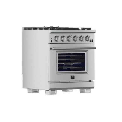 Forno Capriasca 30-Inch Freestanding Gas Range, 4 Burners, True Convection Oven FORNO