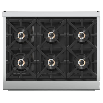 Forno Capriasca 36-Inch Gas Range, Stainless Steel, 6 Brass Burners, 120,000 BTU, Convection Oven, Energy Efficient FORNO