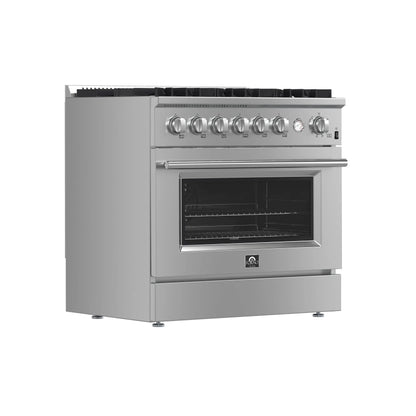 Marco 36-Inch Gas Range Stainless Steel, 6 Burners 67,000 BTU, 5.36 cu.ft. Convection Oven FORNO