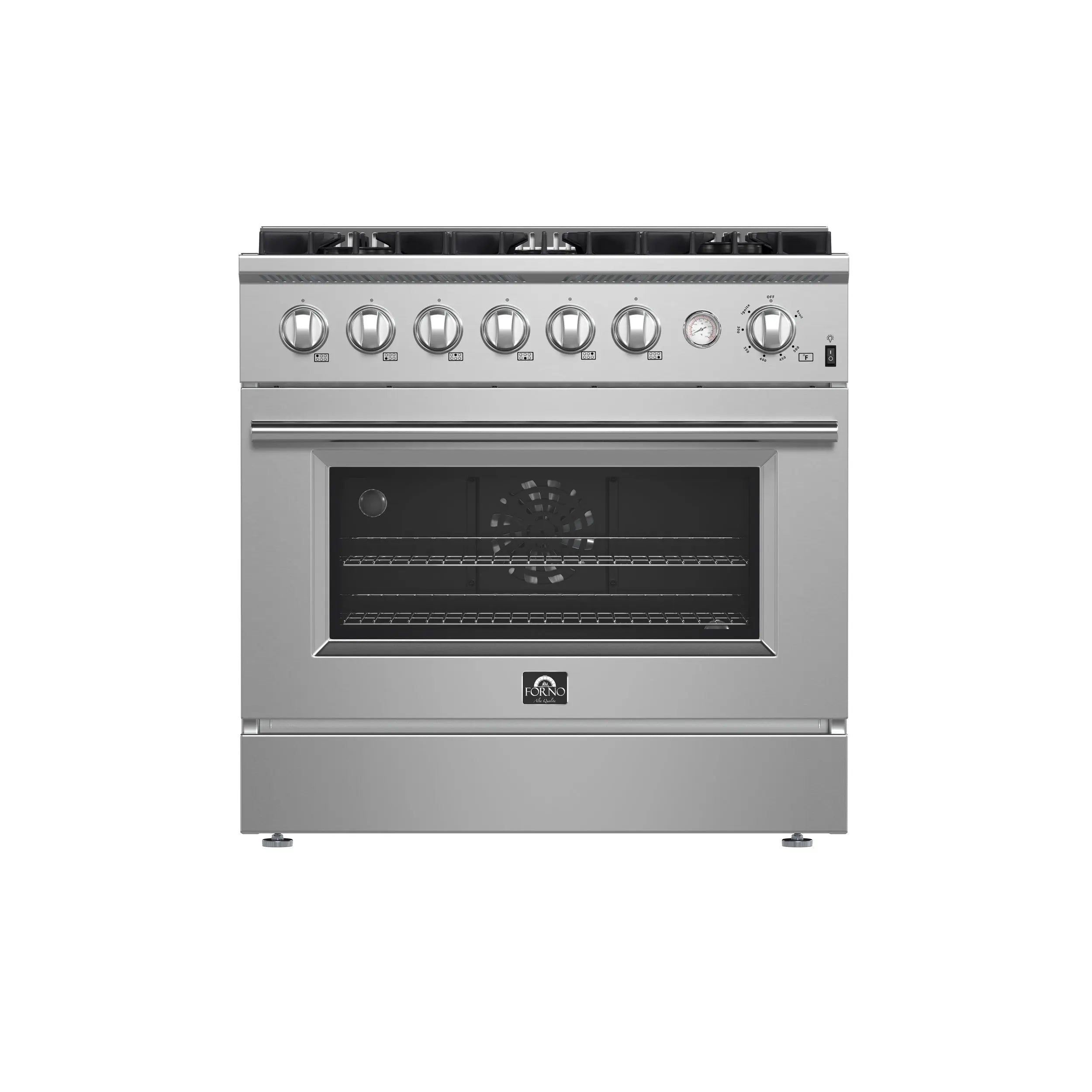 Marco 36-Inch Gas Range Stainless Steel, 6 Burners 67,000 BTU, 5.36 cu.ft. Convection Oven FORNO