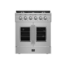 Forno Galiano 30-Inch Freestanding French Door Gas Range, 4 Burners, Convection Oven, Energy Efficient FORNO