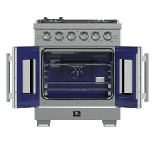 Forno Capriasca 30-Inch Freestanding French Door Gas Range, 4 Burners, Convection Oven, Energy Efficient FORNO