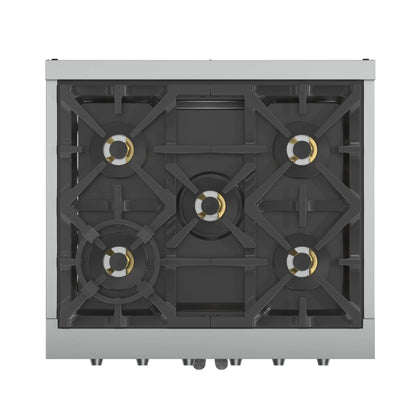 Forno Capriasca 30-Inch Freestanding French Door Gas Range, 4 Burners, Convection Oven, Energy Efficient FORNO