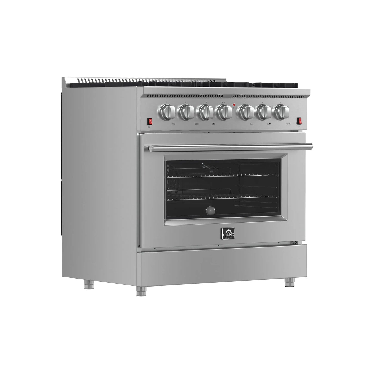 Forno Galiano 36-Inch Freestanding Gas Range, Stainless Steel, 6 Burners, Energy Efficient FORNO