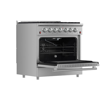 Forno Galiano 36-Inch Freestanding Gas Range, Stainless Steel, 6 Burners, Energy Efficient FORNO
