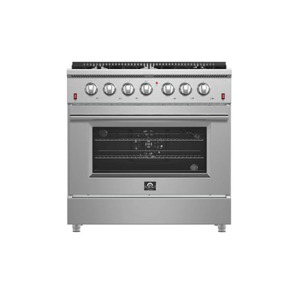 Forno Galiano 36-Inch Freestanding Gas Range, Stainless Steel, 6 Burners, Energy Efficient FORNO