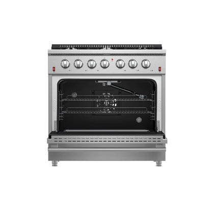 Forno Galiano 36-Inch Freestanding Gas Range, Stainless Steel, 6 Burners, Energy Efficient FORNO