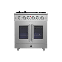 Forno Massimo 30-Inch Freestanding French Door Gas Range, 4 Burners, Convection Oven, Energy Efficient FORNO