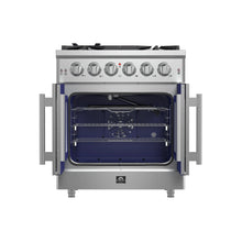 Forno Massimo 30-Inch Freestanding French Door Gas Range, 4 Burners, Convection Oven, Energy Efficient FORNO
