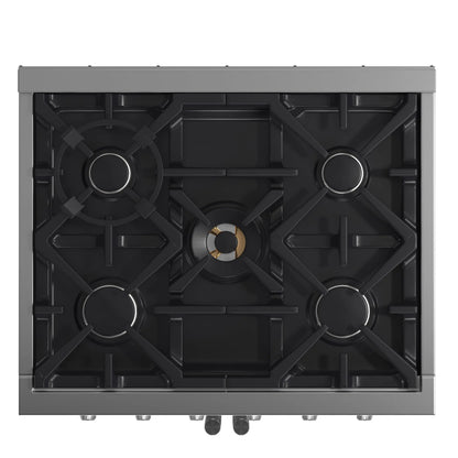 Forno Massimo 30-Inch Freestanding French Door Gas Range, 4 Burners, Convection Oven, Energy Efficient FORNO
