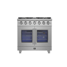 Forno Massimo 36-Inch Freestanding French Door Gas Range, 6 Burners, Convection Oven, Energy Efficient FORNO