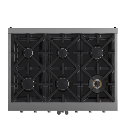 Forno Massimo 36-Inch Freestanding French Door Gas Range, 6 Burners, Convection Oven, Energy Efficient FORNO