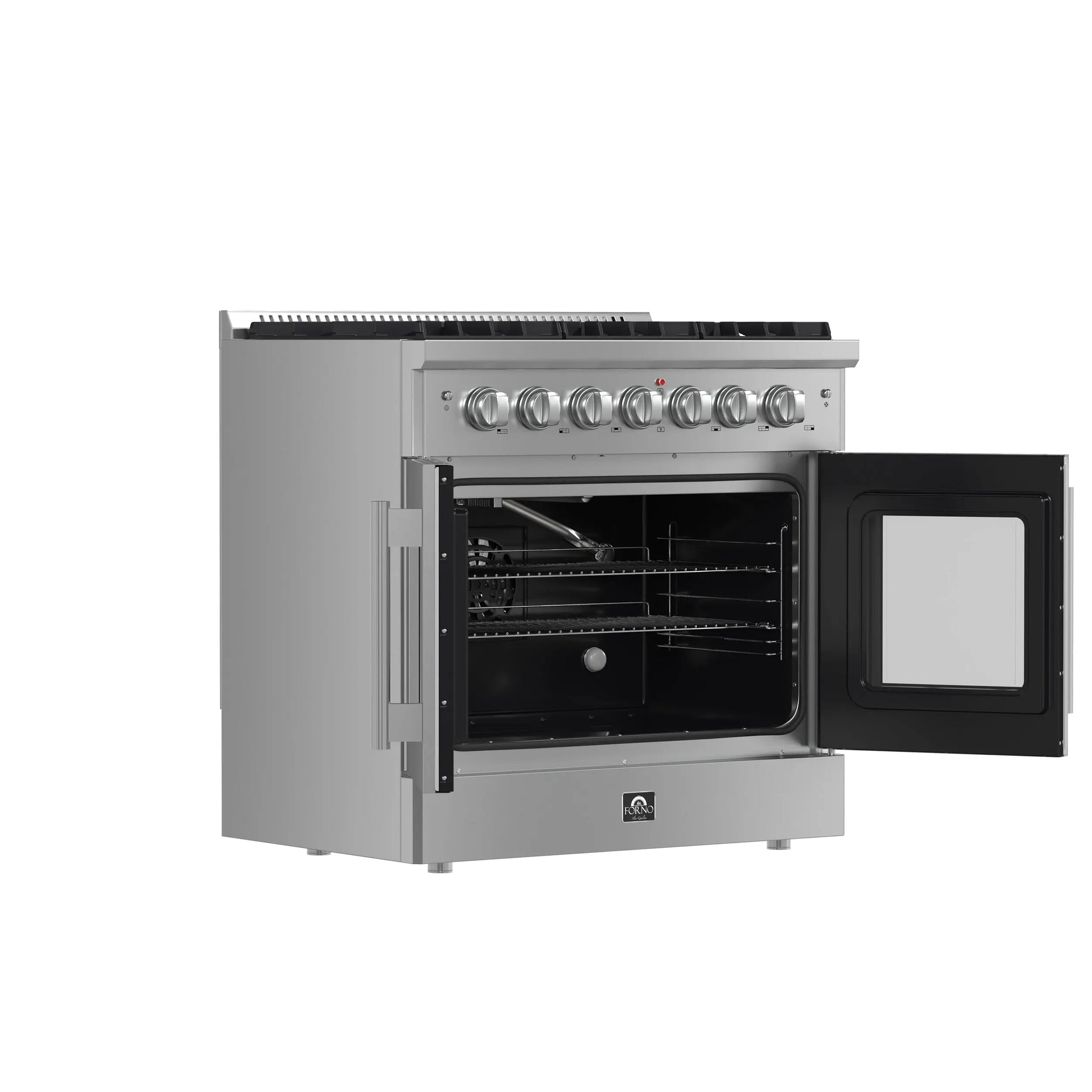 Forno Galiano 36-Inch Freestanding French Door Gas Range, 6 Burners, Convection Oven, Energy Efficient FORNO