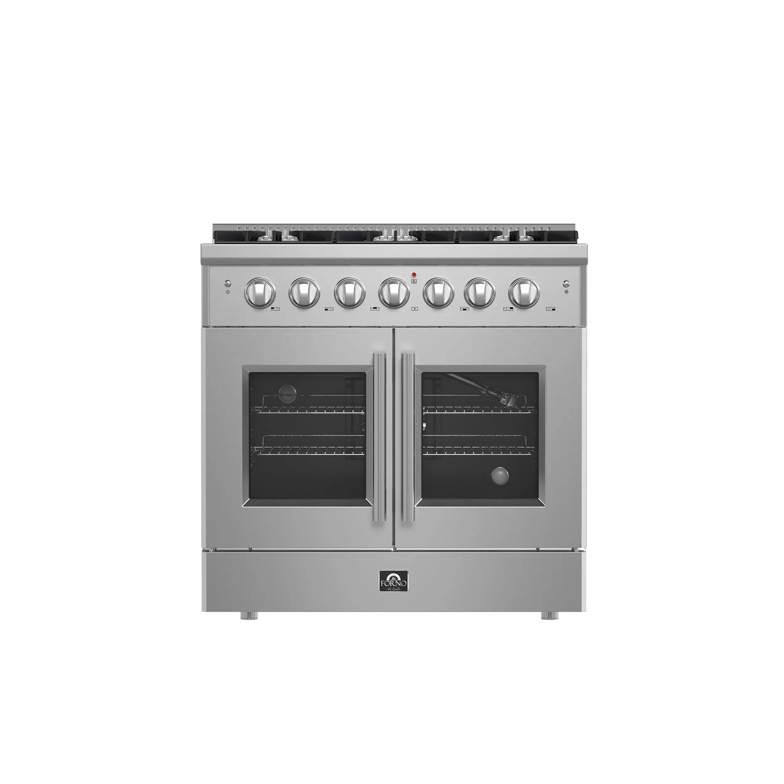Forno Galiano 36-Inch Freestanding French Door Gas Range, 6 Burners, Convection Oven, Energy Efficient FORNO