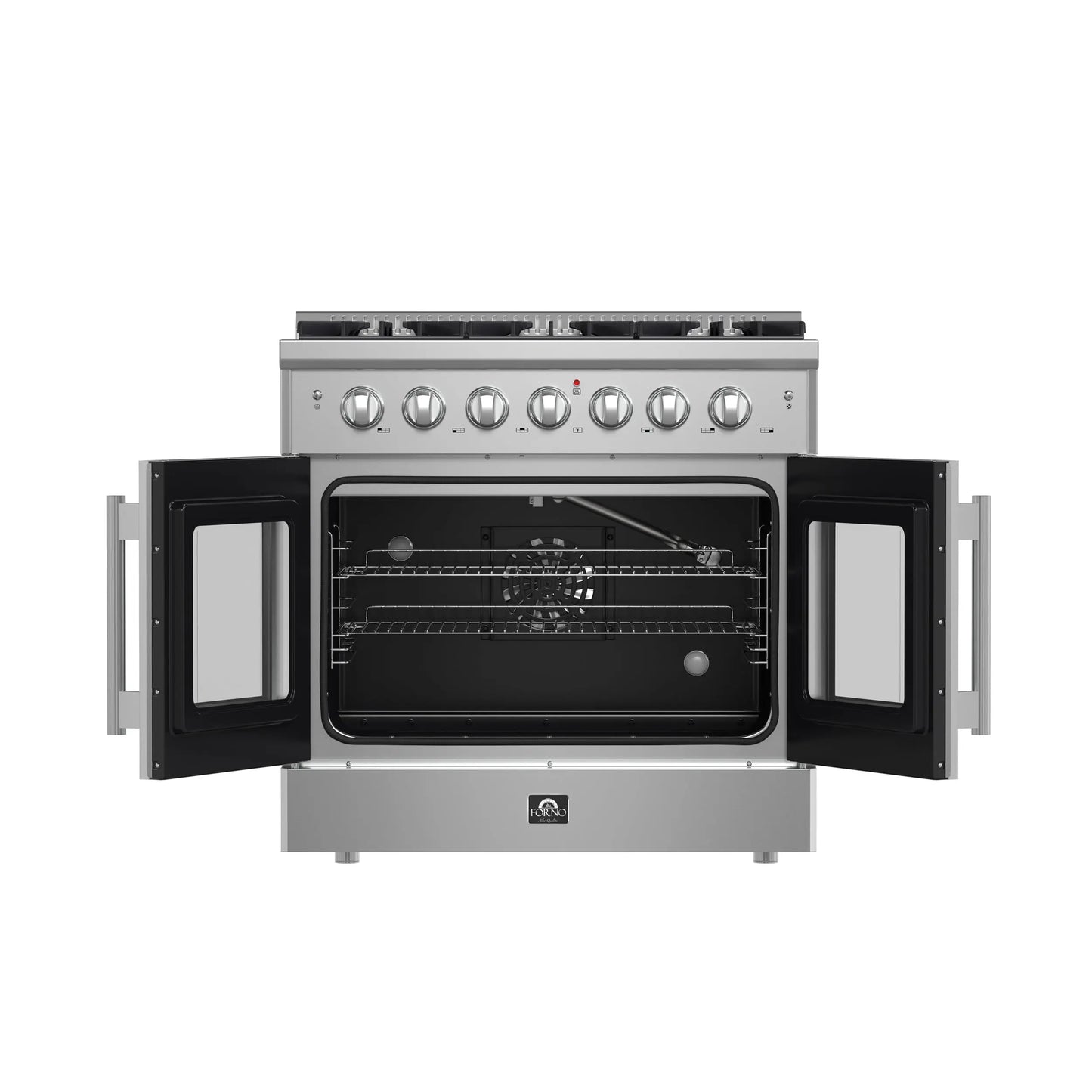 Forno Galiano 36-Inch Freestanding French Door Gas Range, 6 Burners, Convection Oven, Energy Efficient FORNO