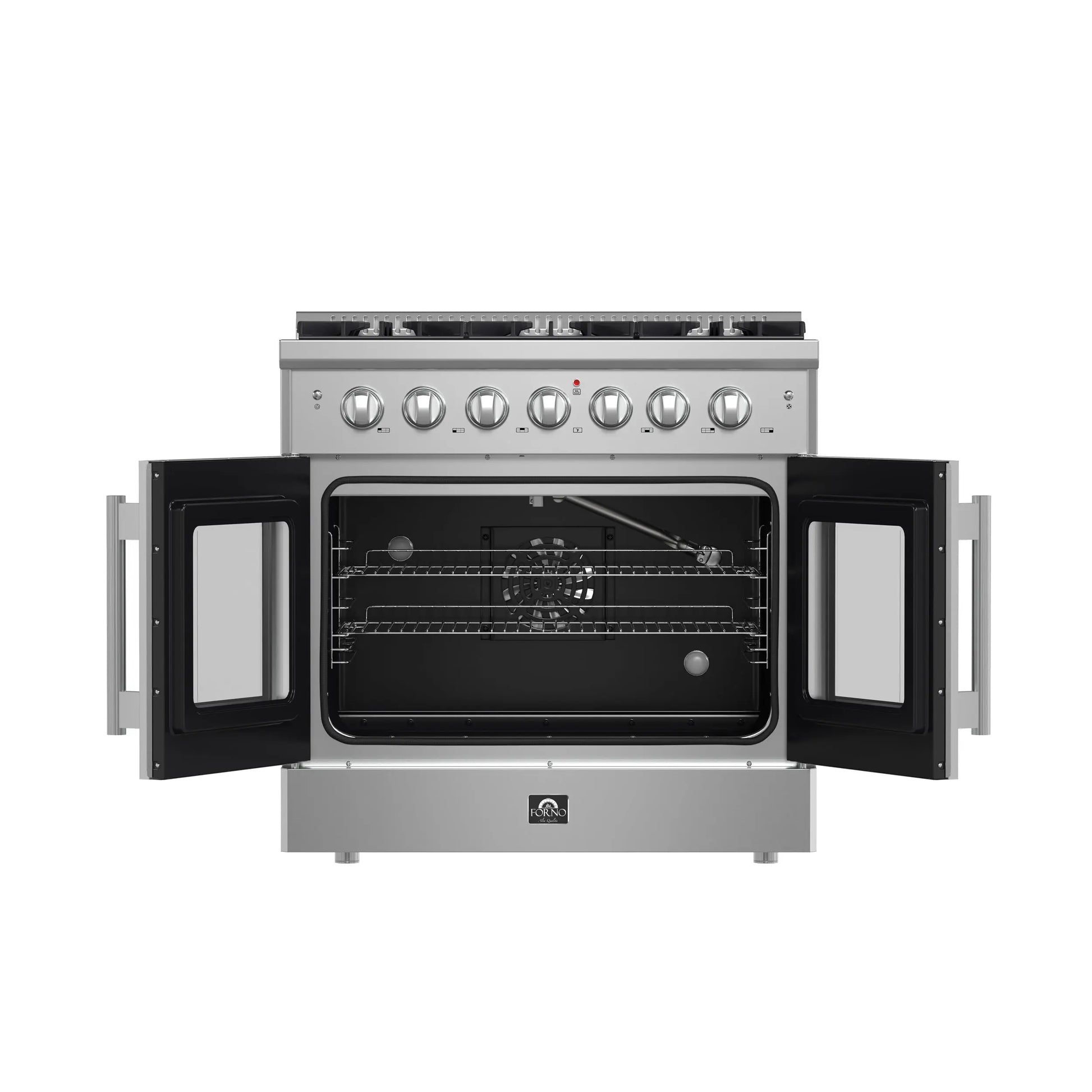 Forno Galiano 36-Inch Freestanding French Door Gas Range, 6 Burners, Convection Oven, Energy Efficient FORNO