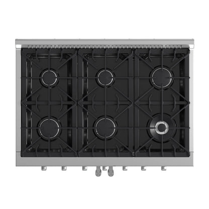 Forno Galiano 36-Inch Freestanding French Door Gas Range, 6 Burners, Convection Oven, Energy Efficient FORNO